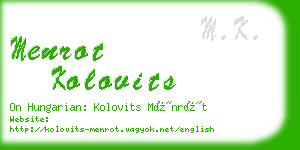 menrot kolovits business card